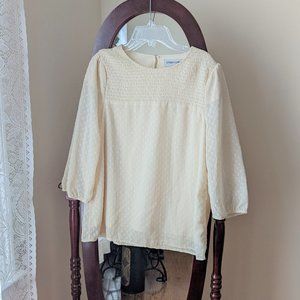 Citrus and Lemon cream swiss dot smocked blouse - small